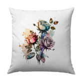 Watercolor Roses Throw Pillow, Floral Art Pillow, Colorful Flower Cushion, Decorative Pillow, Home Decor, Living Room Pillow - Tawshia